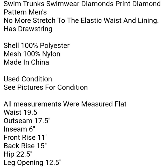 Venroy Sydney Shorts Size Large (34-36) Australia Swim Trunks Swimwear Diamonds - Picture 6 of 6